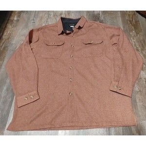 Stone Creek Long Sleeve Button Down Shirt Shacket Red Orange Mens XL Warm